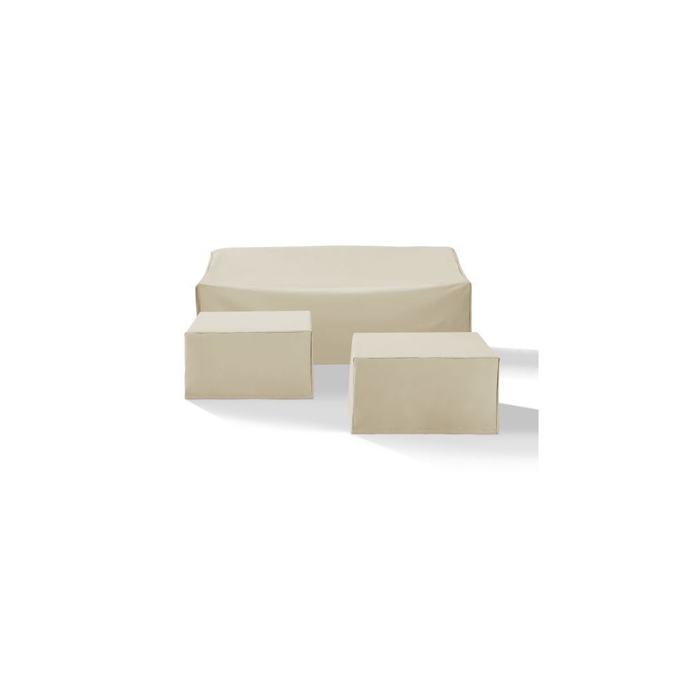 3Pc Sectional Cover Set Tan - Sofa & 2 Square Table/Ottoman 3Pc Sectional Cover Set Tan - Sofa & 2 Square Table/Ottoman