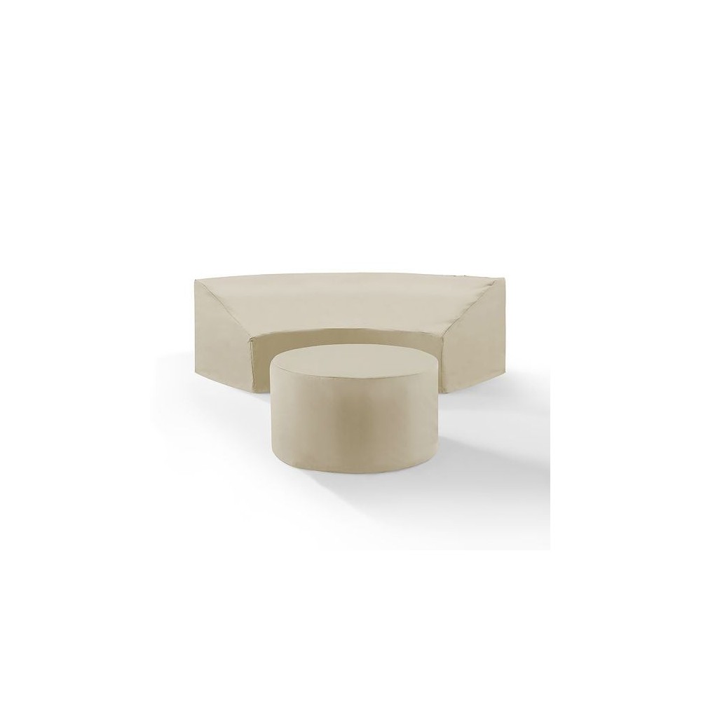Catalina 2Pc Furniture Cover Set Tan - Round Sectional Sofa & Coffee Table