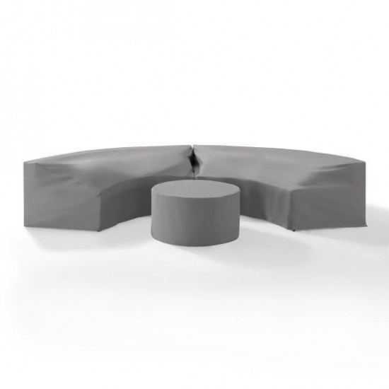 Catalina 3Pc Furniture Cover Set Gray - 2 Round Sectional Sofas & Coffee Table