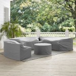 Catalina 4Pc Furniture Cover Set Gray - 3 Round Sectional Sofas & Coffee Table