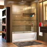 Mirage-X 56-60 in. W x 58 in. H Frameless Sliding Tub Door in Brushed Nickel. Right Wall Installation