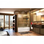 Mirage-X 56-60 in. W x 58 in. H Frameless Sliding Tub Door in Brushed Nickel. Right Wall Installation