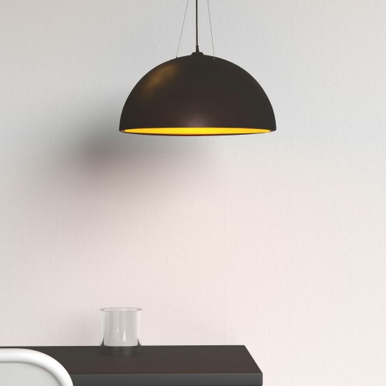 3 Bulb Pendant, Black & Gold Finish