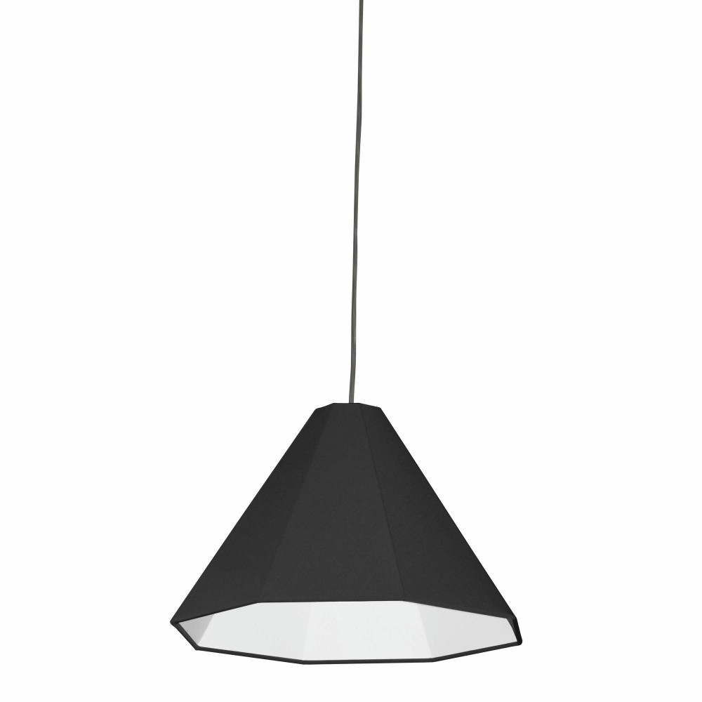 Incandescent Pendant Polished Chrome w/ Black Shade, Black Cord