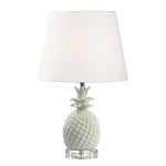 1 Light Incandescent Table Lamp White Finish with White Shade