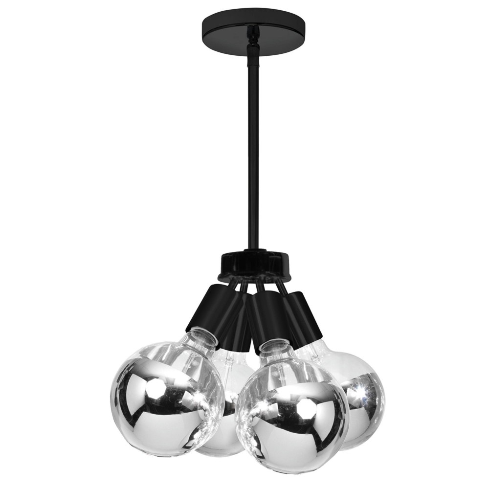 4 Light Pendant, Matte Black Finish 4 Light Pendant, Matte Black Finish