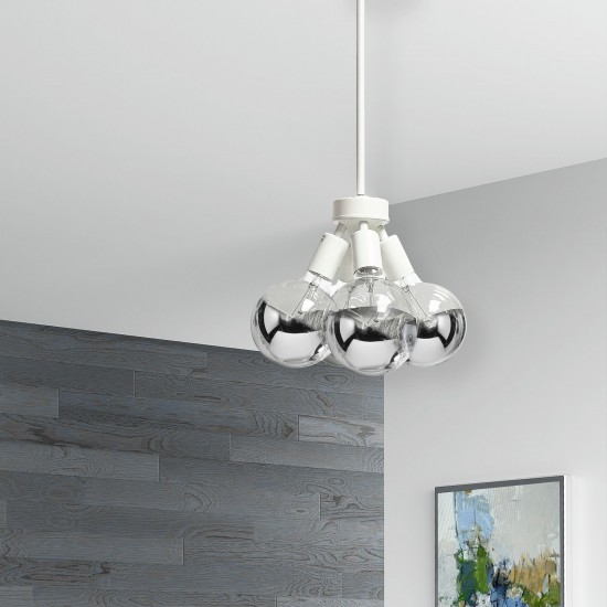 4 Light Pendant, Matte White Finish