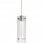 1 Light Pendant, Polished Chrome Finish, White Fabric Sleeve