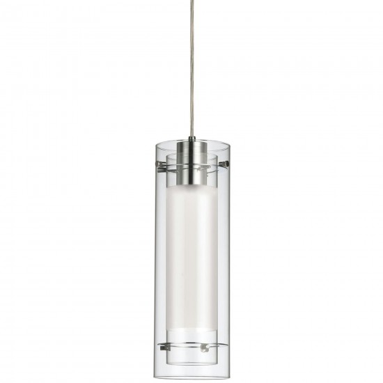 1 Light Pendant, Polished Chrome Finish, White Fabric Sleeve