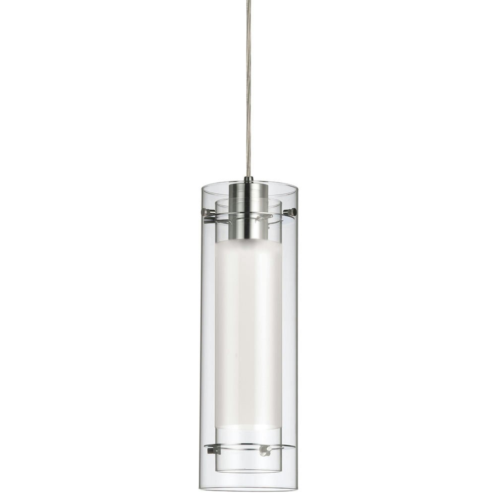 1 Light Pendant, Polished Chrome Finish, White Fabric Sleeve