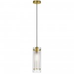 1 Light Incandescent Pendant, Aged Brass with Clear / Frosted Glass