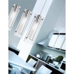 1 Light Pendant, Polished Chrome Finish, Clear Frosted Glass