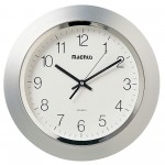 Magnus 14" Quartz Clock, Silver, Plastic Face