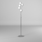 5 Light Incandescent Floor Lamp Satin Chrome Finish with White Glass
