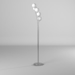 5 Light Incandescent Floor Lamp Satin Chrome Finish with White Glass