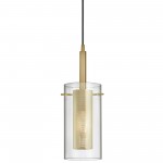 1 Light Incandescent Pendant, Aged Brass with Clear Glass