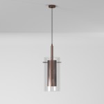 1 Light Pendant, Oil Brushed Bronze, Clear Glass / Steel Mesh