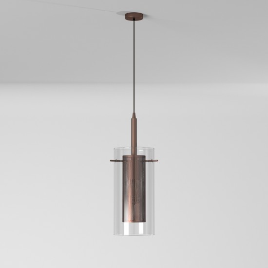 1 Light Pendant, Oil Brushed Bronze, Clear Glass / Steel Mesh