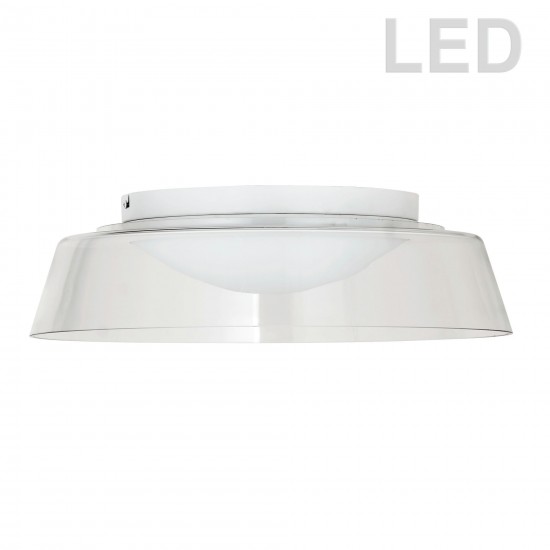 35W LED Flush Mount, Matte White with Clear Glass