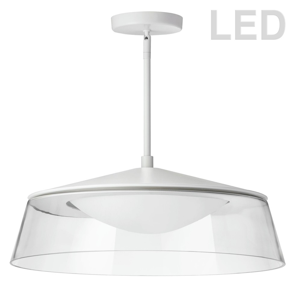 35W LED Pendant Matte White Finish with Clear Glass