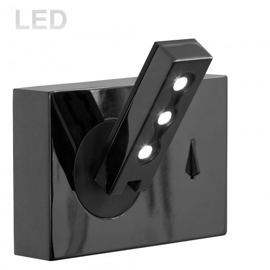 Wall Sconce w/LED Reading Lamp, Black