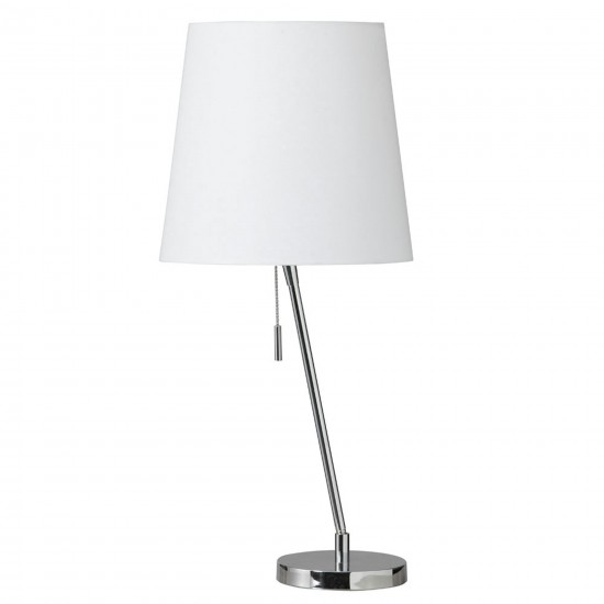 Canting Table Lamp, Polished Chrome, White Linene Shade 790