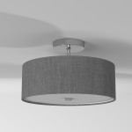 3 Light Incandescent Semi Flush Polished Chrome Finish with Grey Shade