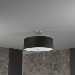 3 Light Incandescent Semi Flush Satin Chrome Finish with Black Shade