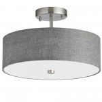 3 Light Incandescent Semi Flush Satin Chrome Finish with Grey Shade