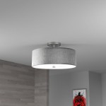 3 Light Incandescent Semi Flush Satin Chrome Finish with Grey Shade