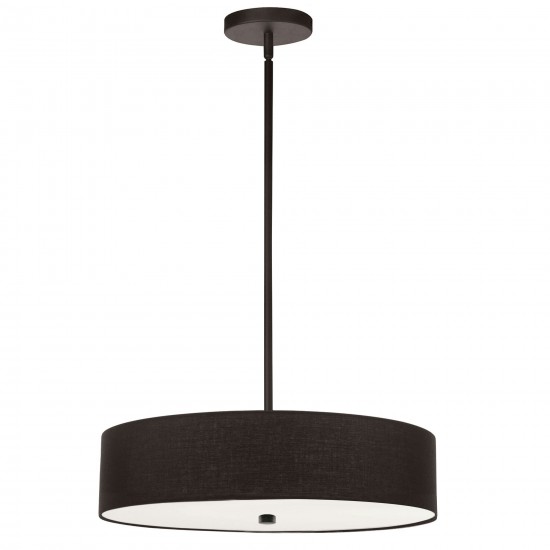 Everly 4 Light Incandescent Pendant, Matte Black with Black Shade