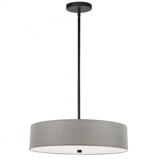 Everly 4 Light Incandescent Pendant, Matte Black with Grey Shade