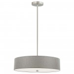 4 Light Incandescent Pendant Satin Chrome with Grey Shade