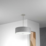 4 Light Incandescent Pendant Satin Chrome with Grey Shade