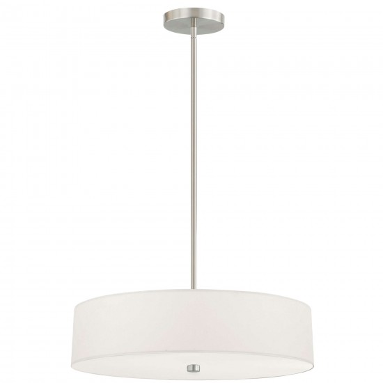 4 Light Incandescent Pendant Satin Chrome with White Shade