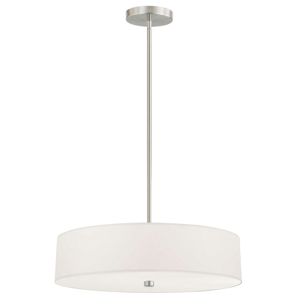 4 Light Incandescent Pendant Satin Chrome with White Shade