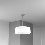 4 Light Incandescent Pendant Satin Chrome with White Shade