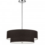 4 Light Incandescent 2 Tier Pendant, Polished Chrome with Black Shade