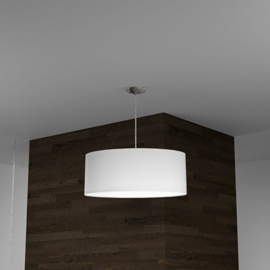 3 Light Drum Pendant with White Shade and Diffuser