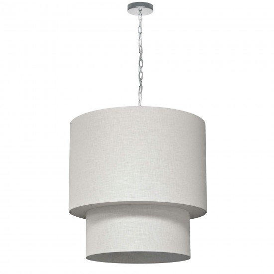 5 Light 2 Tiers Drum Linen Milano White, Fabric Diffuser, Polished Chrome