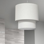 5 Light 2 Tiers Drum Linen Milano White, Fabric Diffuser, Polished Chrome