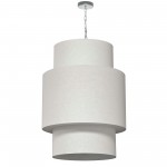 7 Light 3 Tiers Drum Linen Milano White, Fabric Diffuser, Polished Chrome