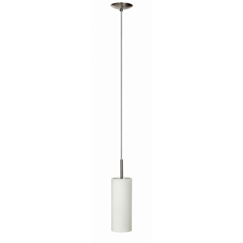 1 Light Pendant, Satin Chrome, White Frosted Glass