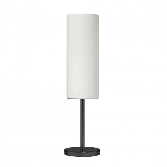 1 Light Incandescent Table Lamp, Matte Black with White Glass