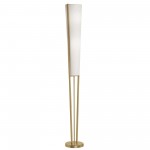 2 Light Incandescent Floor Lamp, Aged Brass with White Shade