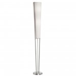 2 Light Floor Lamp, Satin Chrome, White Linen Fabric 790