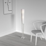 2 Light Floor Lamp, Satin Chrome, White Linen Fabric 790