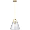 1 Light Incandescent Pendant Aged Brass Finish with Clear Glass