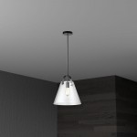 1 Light Incandescent Pendant Matte Black Finish with Clear Glass