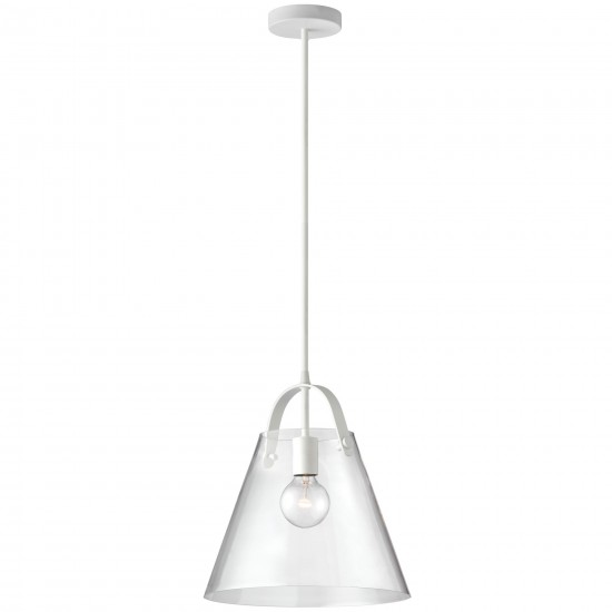 1 Light Incandescent Pendant Matte White Finish with Clear Glass